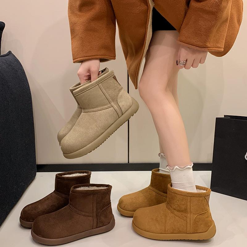 Women's Thick Bottom Short Winter Lightweight Warm Fur Integrated Plush Snow Boots Non-slip Wear Casual Sports Cotton Boots