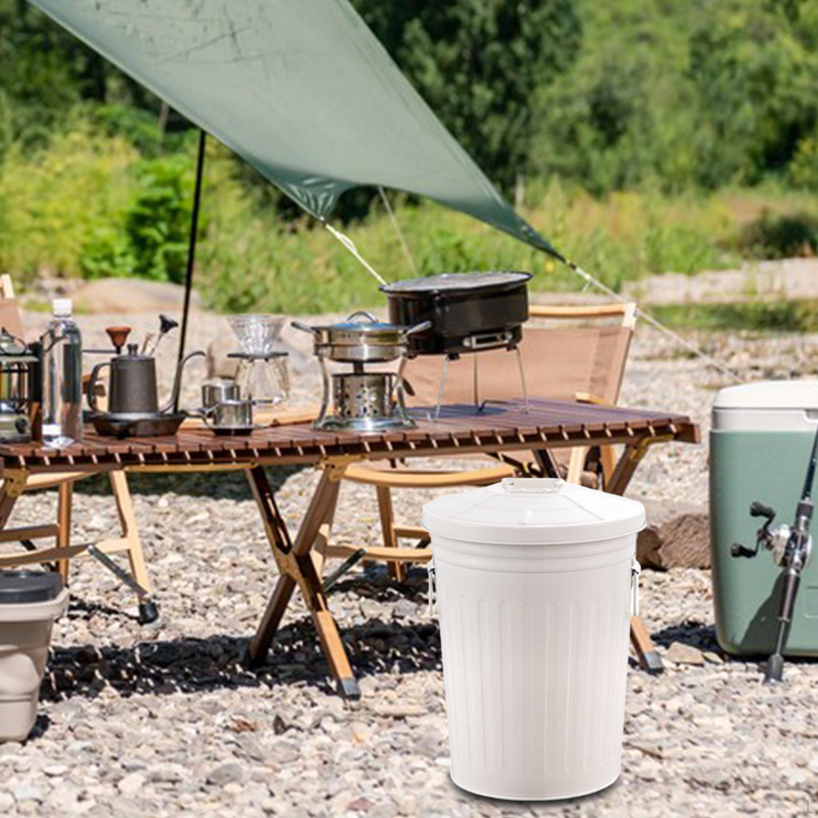 

Metal Trash Can with Lid 23L Heavy Duty Decorative Bucket Iron Garbage Covered Container