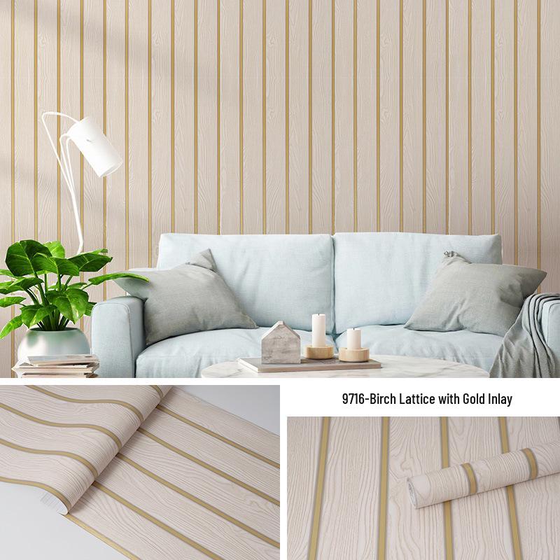 Self-Adhesive Waterproof PVC Imitation Grille Wallpaper for Bedroom Wall Decoration