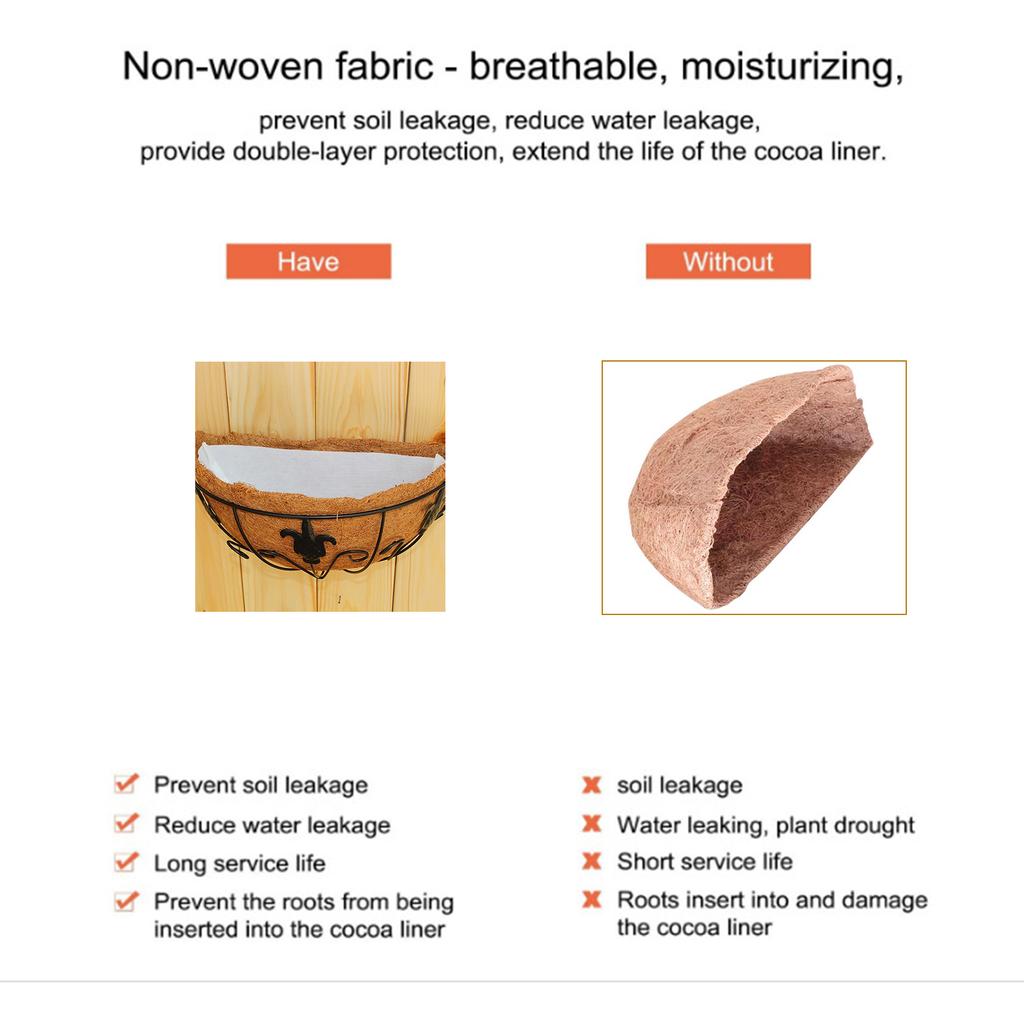 Kokosnuss-Hängekorb-Einlage Wasserabsorbierend Halbkreis Kokosnuss-Einlage mit Vliesstoff für Blumen Gemüse