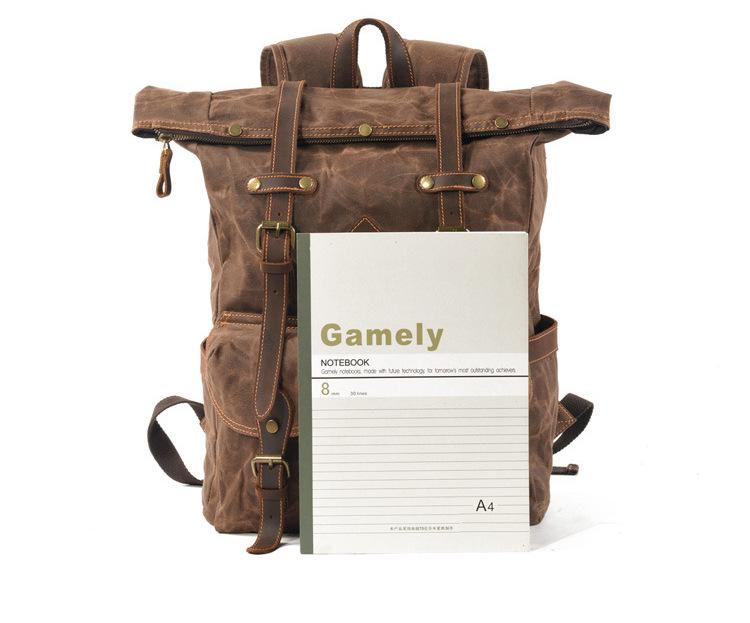 Waterproof Waxed Canvas Travel Backpack with Color-block Design for Men and Women, Fits Laptops