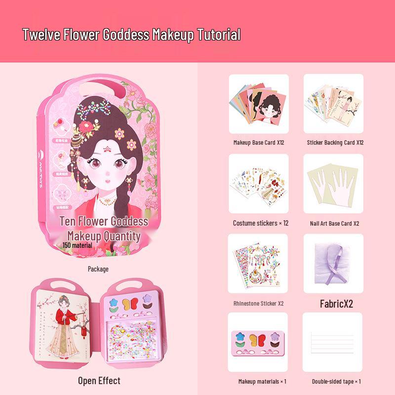 Mr. Toy Flower Goddess Princess Makeup Box - Chinese Style Dress-up Toy & Quiet Book Gift for Girls