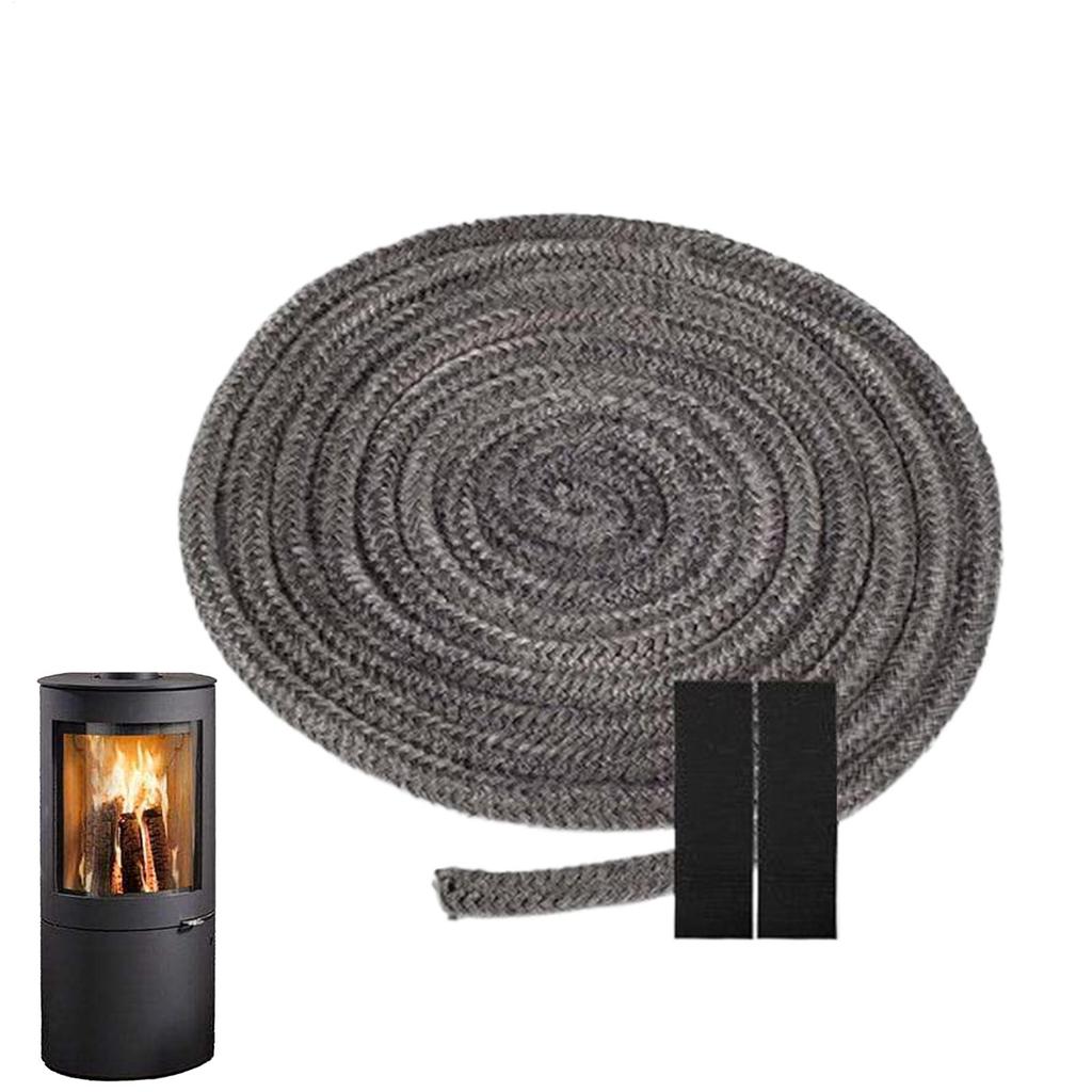 16mm X 2M Black Gasket Tape Fireplace Sealing Rope Wood Burning Stove Door Self-Adhesive Fiberglass Sealing Cord Replacement