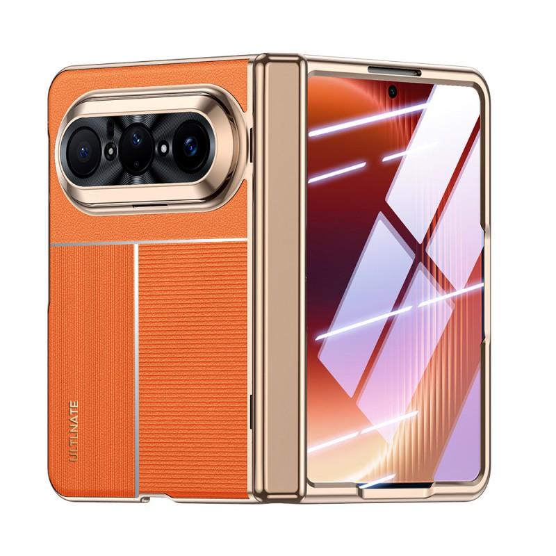 Pura X Max Phone Case With Hinge Integrated Screen Film Electroplated Back Texture PU Leather Premium Cover