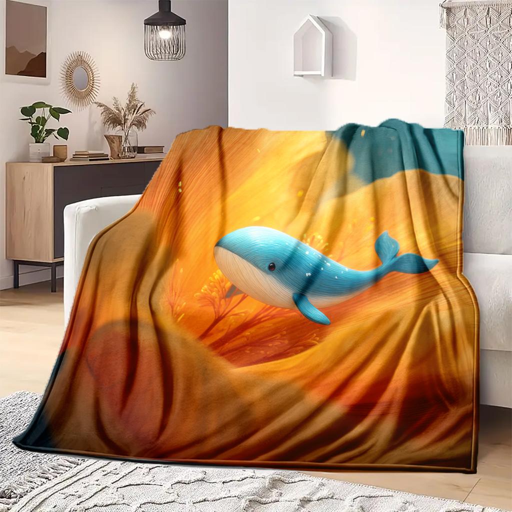 1Pc Cartoon Print Flannel Blanket, High Quality Comfortable for All Seasons, Home Decor, Warmth and Comfort, Perfect for Christmas Birthday Gift