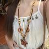Bohemian Wood Beads Beaded Acrylic Star Moon Pendant Necklace Retro Elegance Versatile Necklace