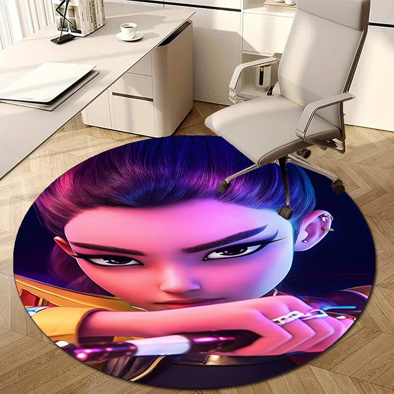 1pc KPop Demon Hunters RUMI2 Design Printed Area Round Carpet for Bedroom Living Room Home Decor Rugs Mat Non Slip Mat Rug for Bedside