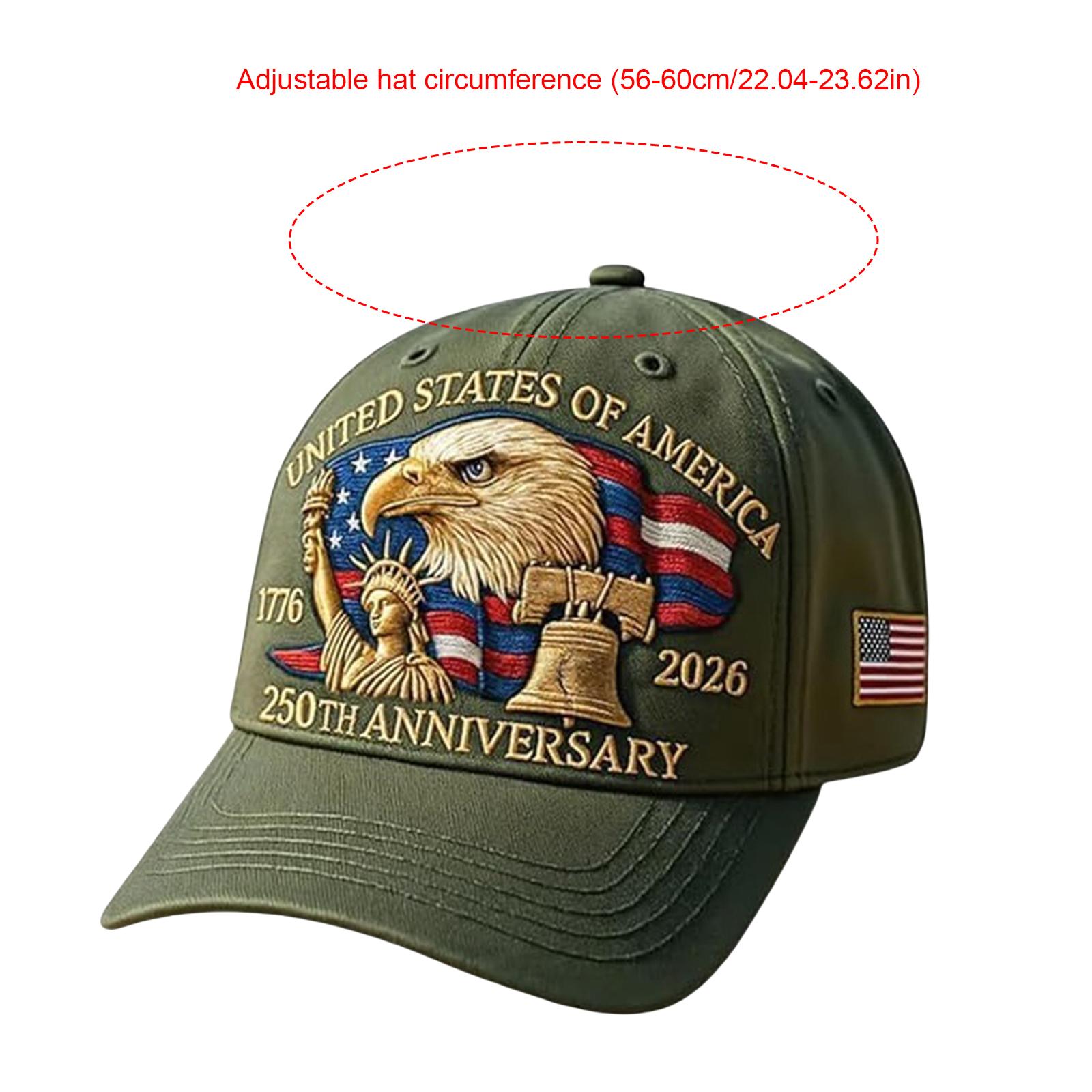 

US 250th Anniversary Cap Adjustable Patriotic Baseball Cap US 250th Anniversary Tribute Hat Outdoor Trucker Hat for Men & Women