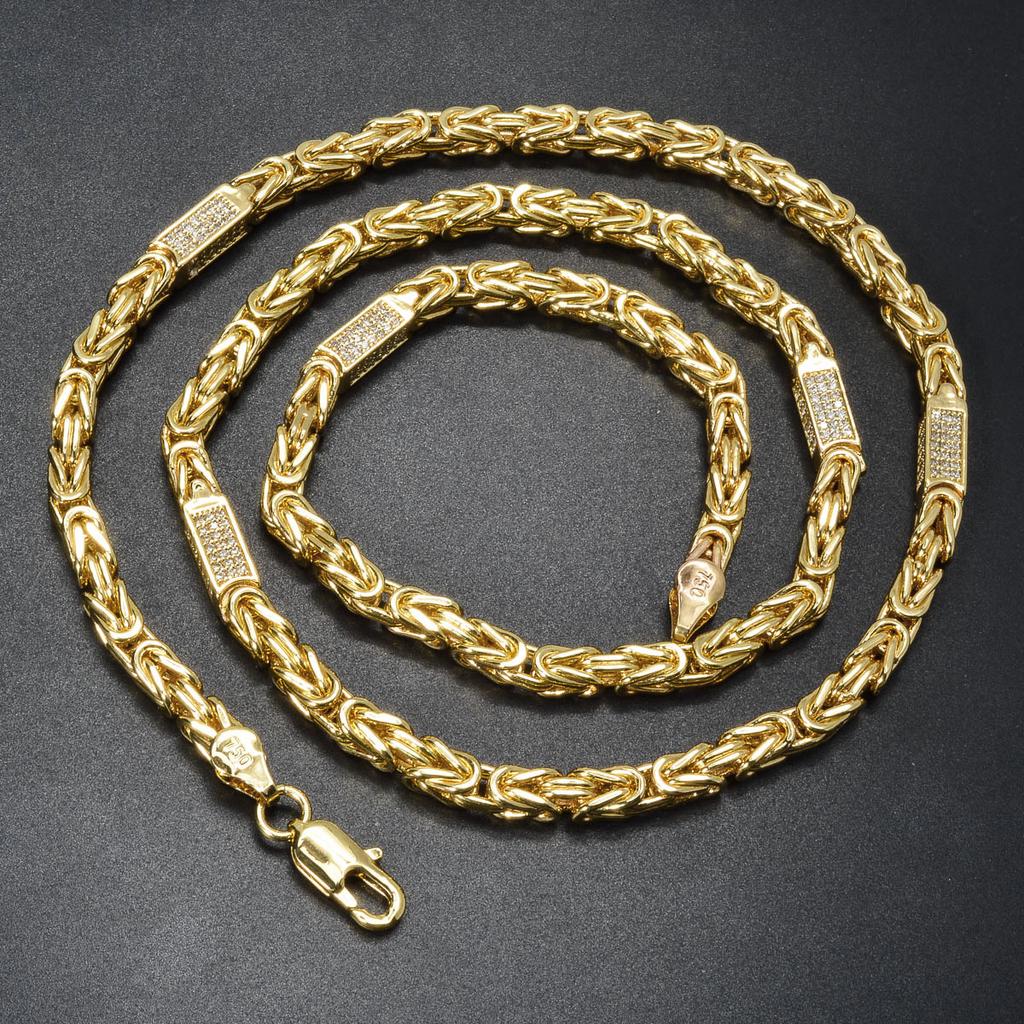 Collar de Oro Chapado para Hombre y Mujer de Dubái Trenzado Multicapa Tridimensional Circonita Joyería para Fiesta Hip-Hop