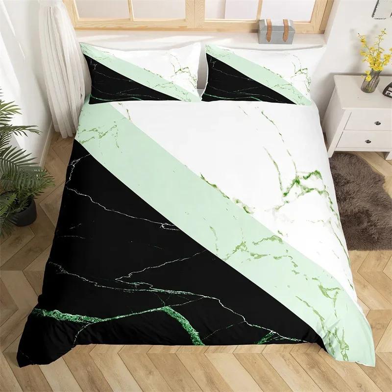 Marble Duvet Cover Marble Brick Wall Style King Queen Bedding Set Polyester Gold Bronzing Sequins Abstract Fluid Comforter Cover