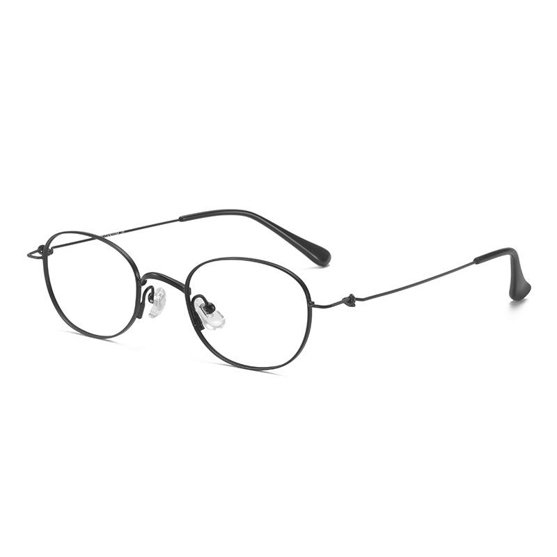 Louis Oval Pure Titanium Glasses - Small Frame, Screwless 47 Mm, High-End Nerd Style, Cold Aesthetic