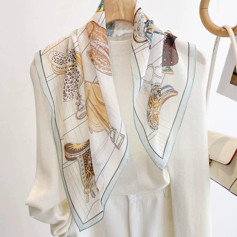 New 100% Natural Silk Scarf Square Female Fashion Beach Pashmina Bufanda Women Shawl Wraps Bandana Scarves Foulard écharpe 65cm