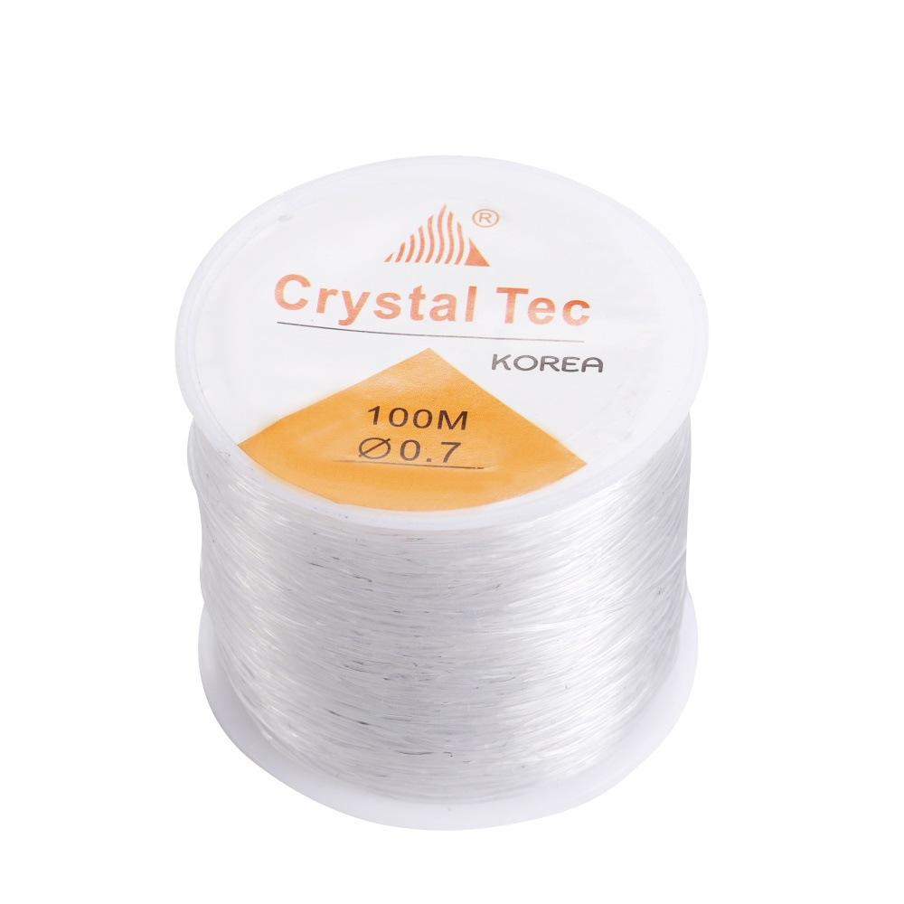 Cordón de Cristal Elástico Fuerte de 100m Hilo para Abalorios Fabricación de Joyería DIY Collar Pulsera Cordón Elástico Grosor 0.5-1mm