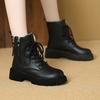 Women’s Winter Boots Casual Short Motorcycle Boots Girl Fashion Street Style Black Warm Ankle Boots with Fur Plus Size