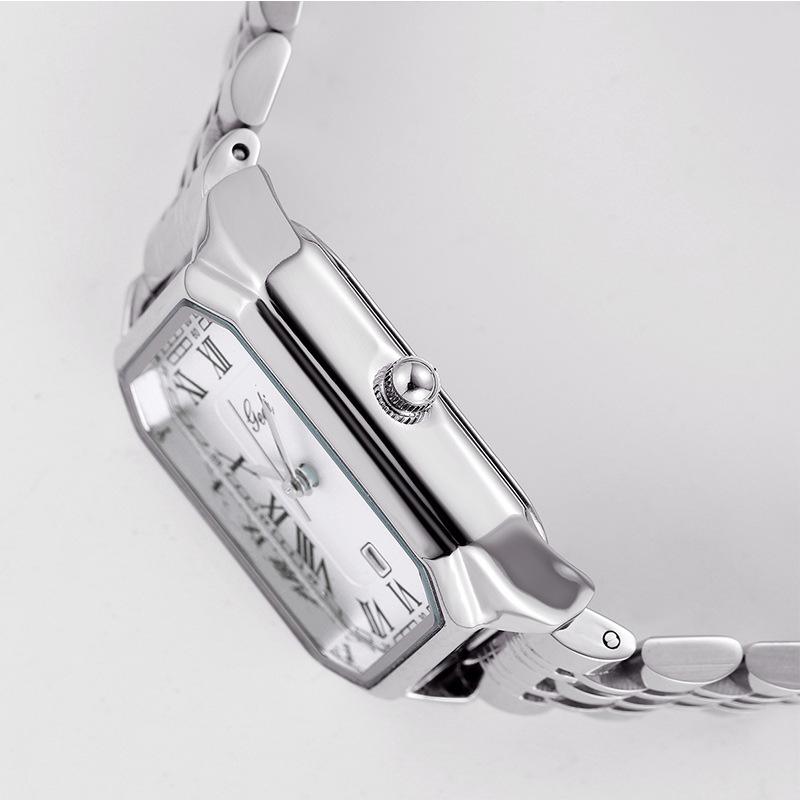 Fashion Light Luxury Small Square Plate Calendar Steel Belt Niche Student Exam Waterproof Quartz Watch