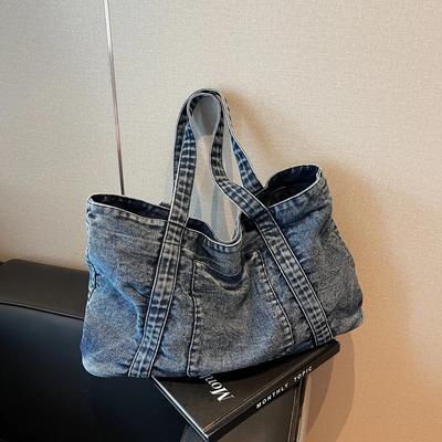 Sacs à bandoulière en denim rétro décontractés et solides pour femmes à vendre, sacs doux de haute qualité pour femmes en voyage, ligne de couture pour jeunes