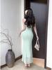 Elegant Noblewoman Mesh Splicing Camisole Dress - Sexy, Hip-Hugging Long Dress with Mature, Pure Desire Style