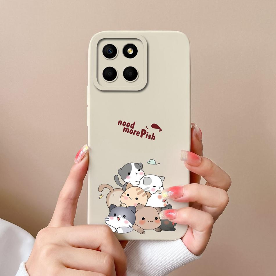 For Huawei Honor X6 X6S X6A Case Cartoon Liquid Silicone Full Coverage Anti Drop Phone Shell For HonorX6 X 6 X6 S A Bumper Funda