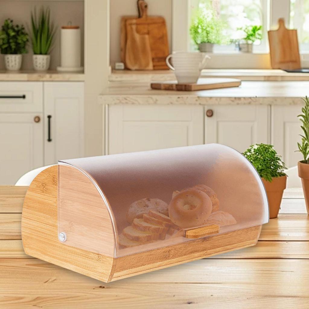 Bamboo Bread Box with Lid Versatile Storage, for Toast Donuts Bagels & Pastries, Kitchen Home Countertop Organizer