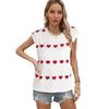 New European and American Solid Color Knitted Sweater Loose Peach Love Texture Round Neck Short Sleeve Sweater Women's Clothing