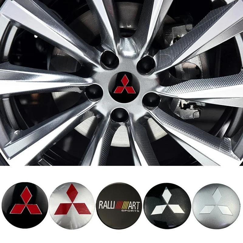 4 ks Samolepky na středové krytky kol auta Znak pro Mitsubishi ASX Ralliart Lancer Cordia Pajero Outlander Eclipse Galant Mirage