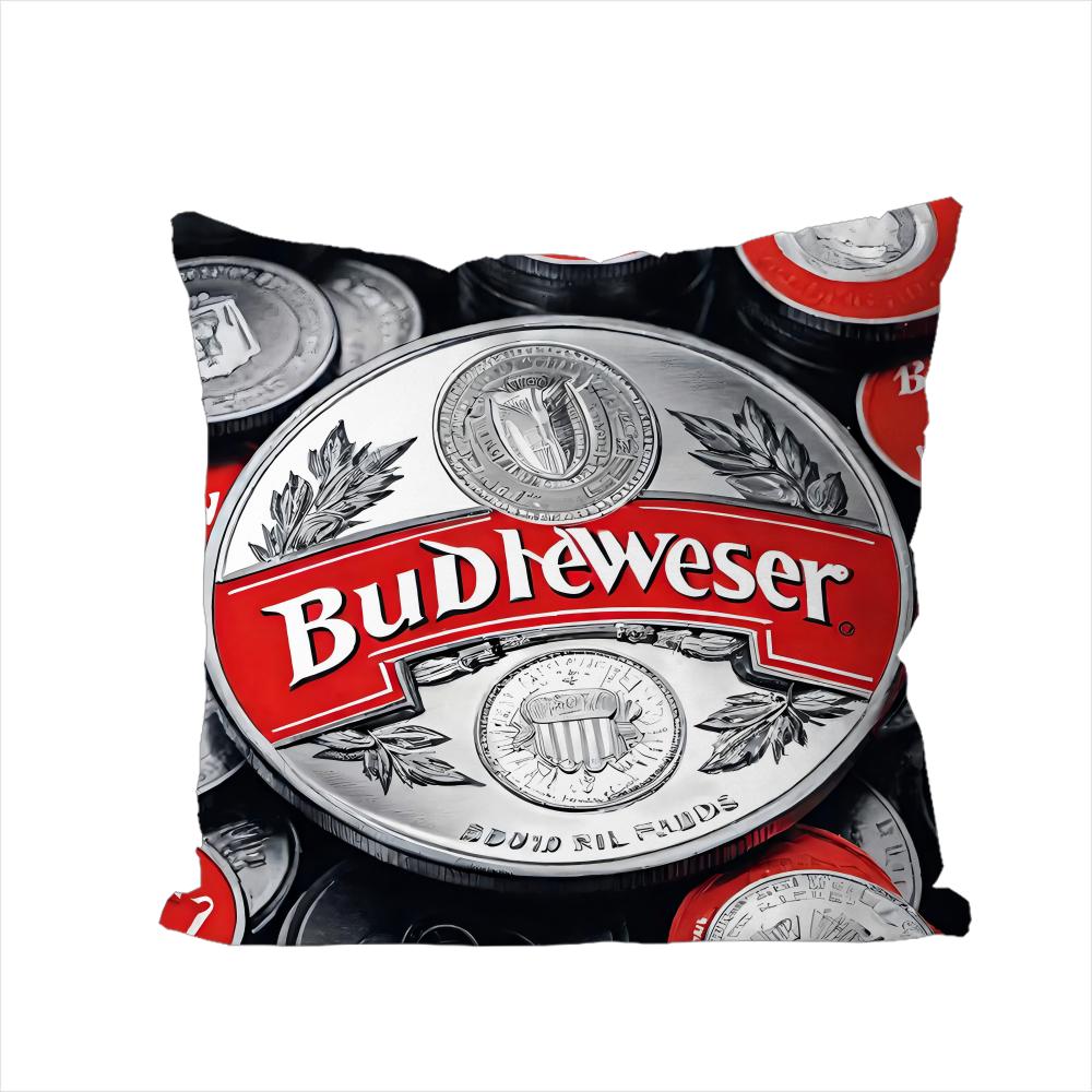 B-Budweisers Pillow Case For Car Sofa Decorative Home Double-sided Print Plush Square Throw Pillow Cushion Cover