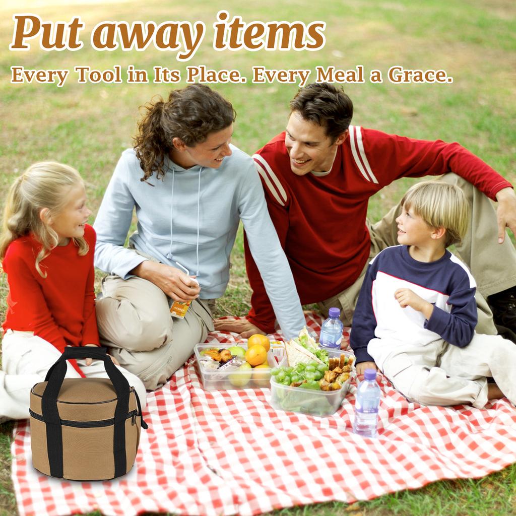 Mountain Customer Outdoor Cooking Utensils Pot Set Gas Tank Picnic Bag Storage Bag Picnic Handbag Round Tube Ice Bag
