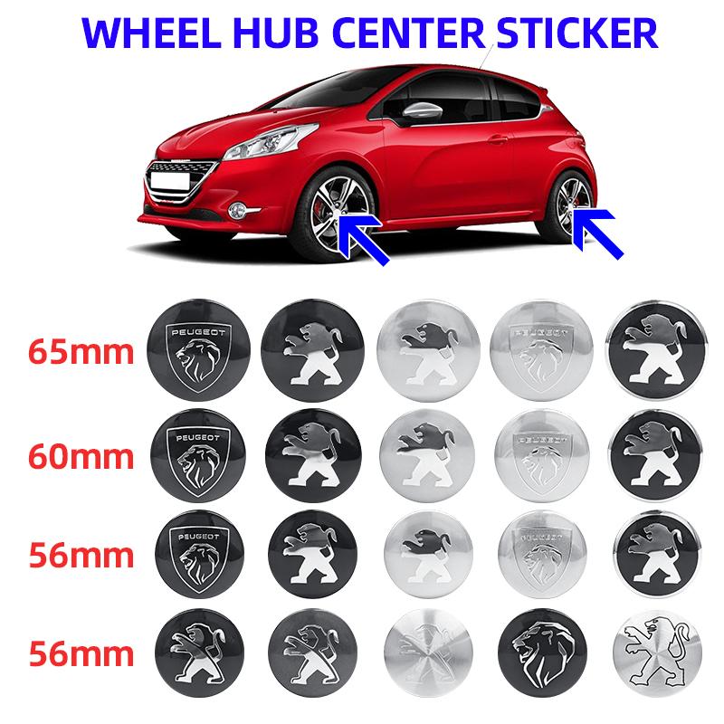 4pcs 56mm 60mm 65mm Car Wheel Center Hub Cap Badge Emblem Sticker For Peugeot GT 3008 4007 5008 2008 508 507 407 308 207 208 107