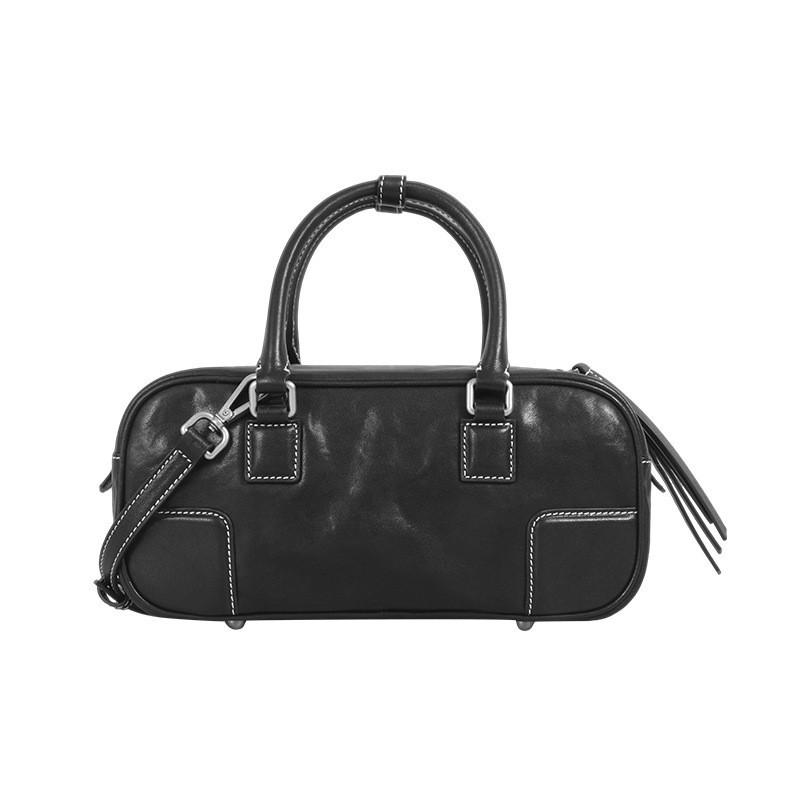 New Vegetable Tanned Leather Pillow Bag Women's Retro Niche Handbag Fashionable High-end Commuter Portable Boston