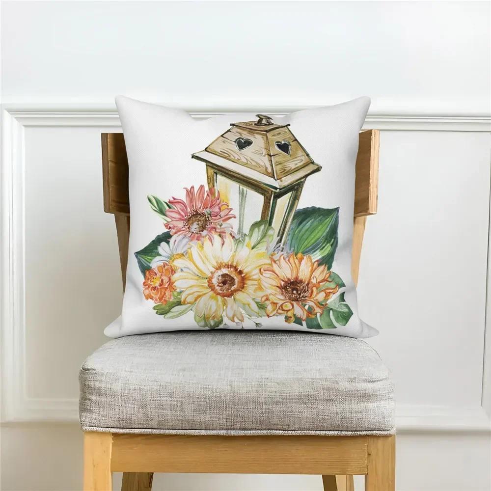 Customizable Throw Pillow Cover Home Decor Sofa Decorative Pillow Cover Spring Daisy Flower Letter Cushion Cover