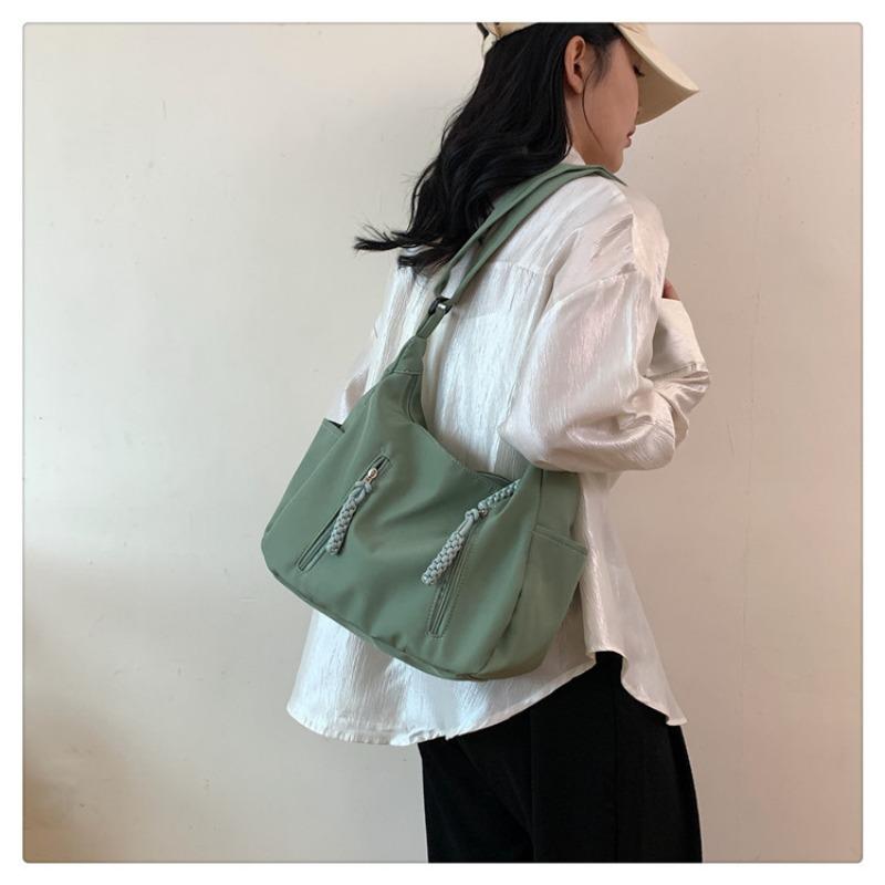High Aesthetic Fashion Commuter Large Capacity Shoulder Bag Women Casual College Student Class Tote Bag Wide Strap Crossbody Bag