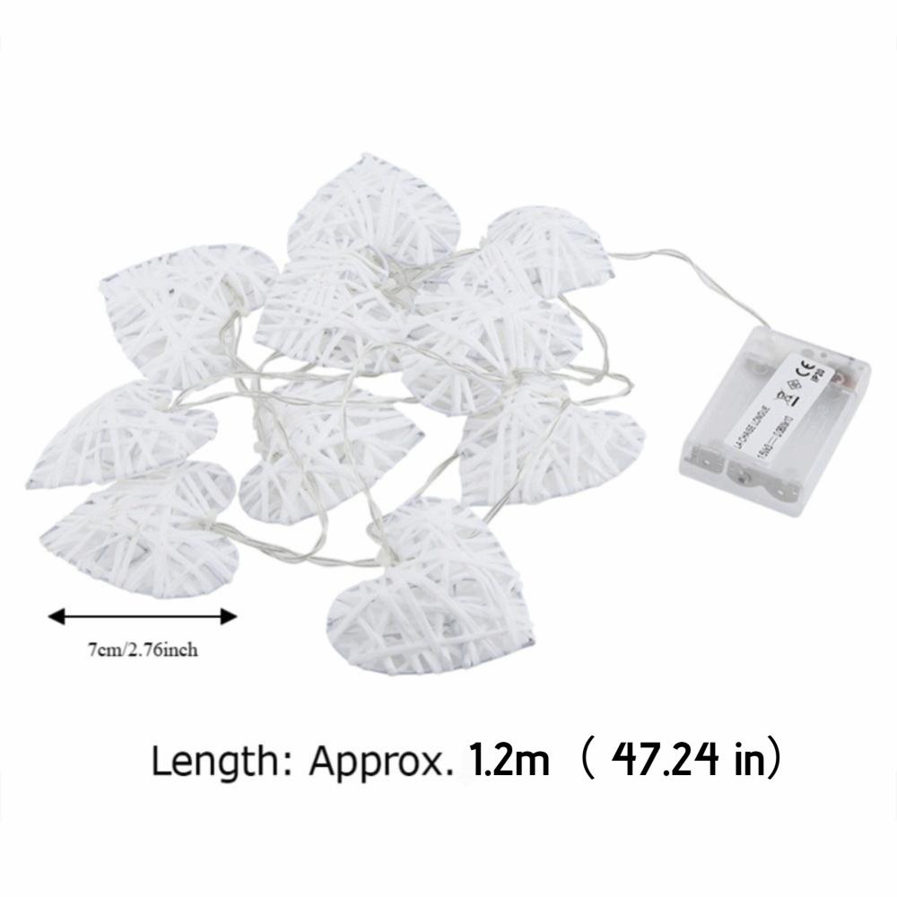 2.8in Heart Rattan Ball 10LED Woven Heart Pendant Scene Layout Ornament  Party Arrangement