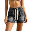Women's Casual Distressed Denim Shorts with Elastic Drawstring Waist Relaxed Fit Three Inch Inseam Lightweight Summer Bottoms