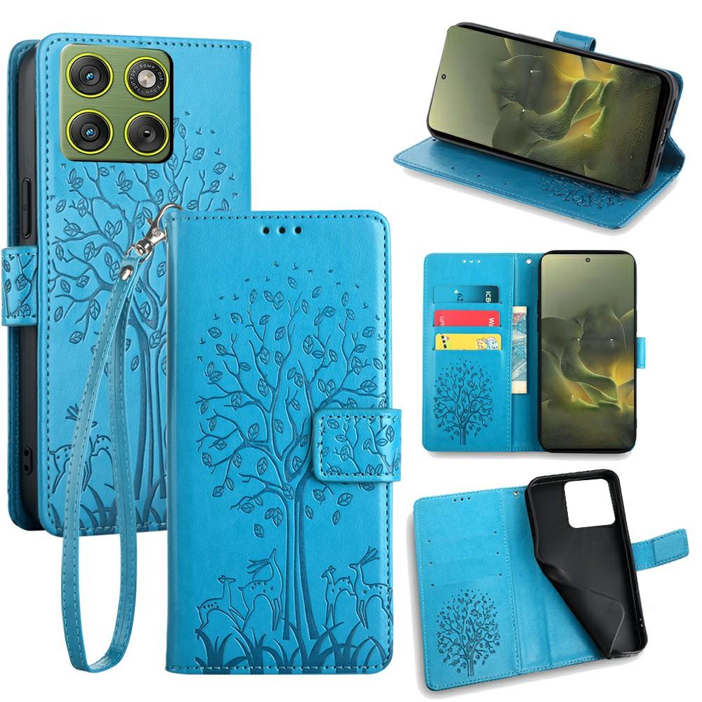 For Motorola Edge 70 5G Case PU Leather Wallet Phone Cover Tree Deer Imprinted