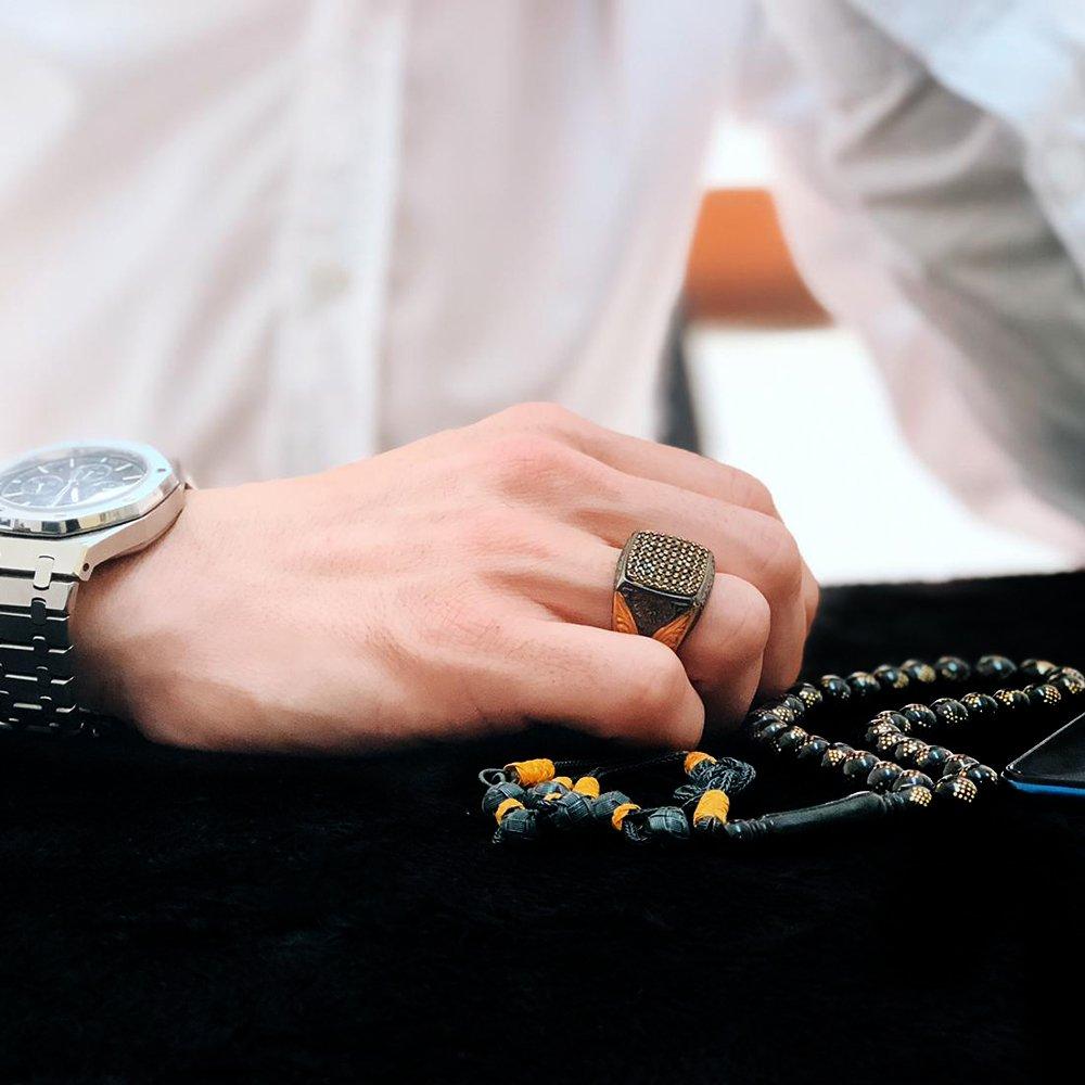 Rodaj Kaplama Kalem İşçilikli 925 Ayar Gümüş Yüzük