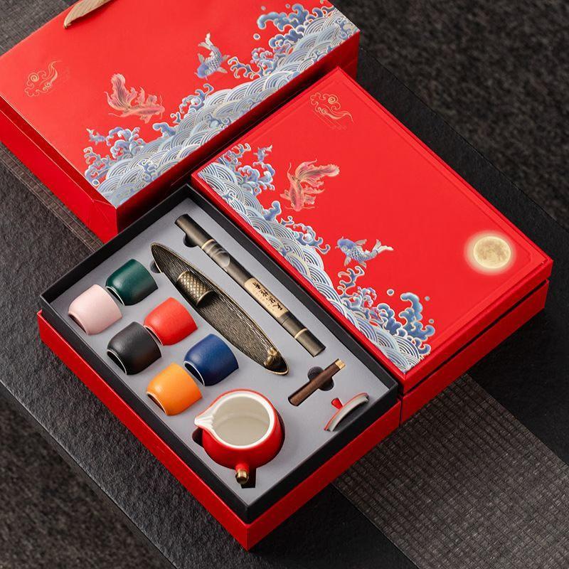 Retro National Trend Ceramic Tea Set Gift Box