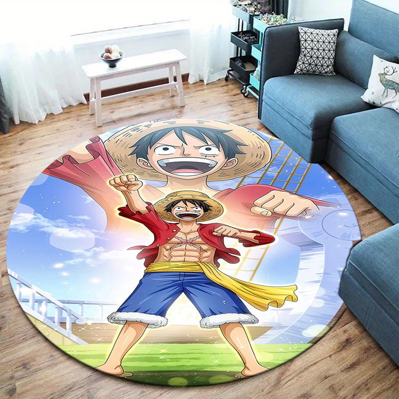 One Piece Monkey D Luffy Round Area Rug Carpet Rug For Living Room Bedroom Sofa Playroom Decor Nonslip Floor Mat