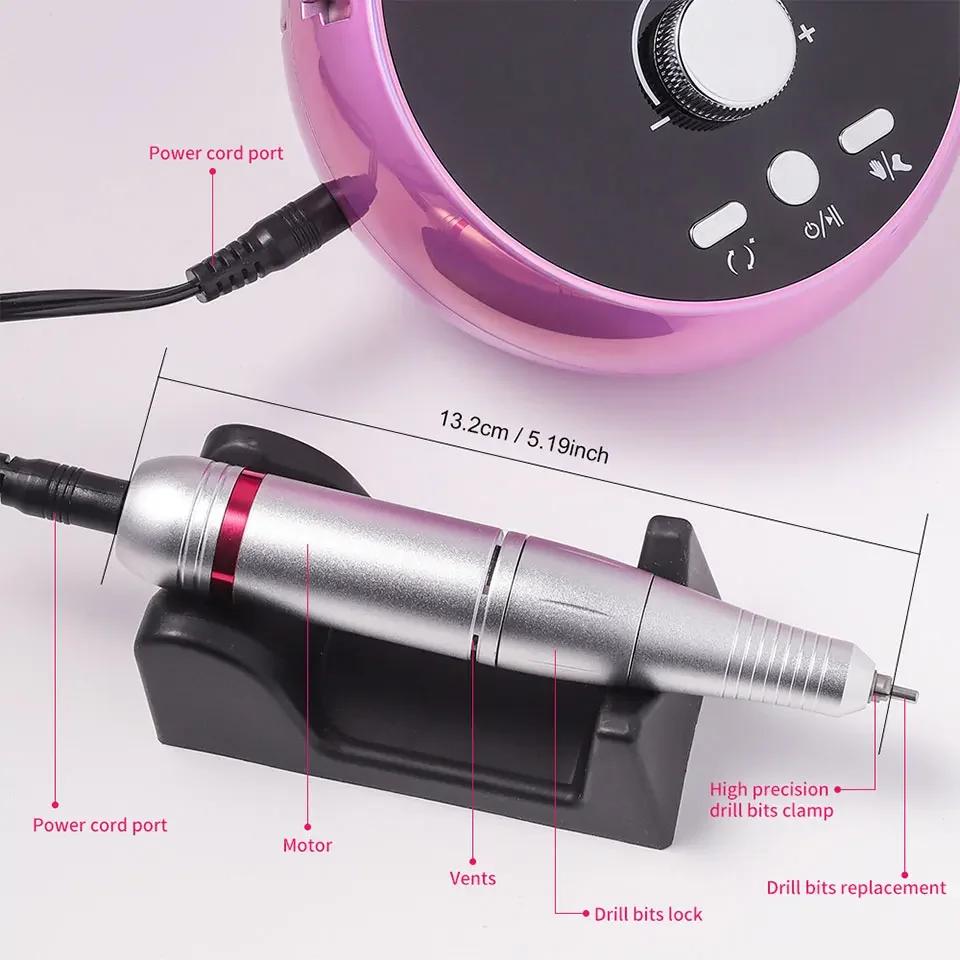 45000RPM Electric Nail Machine Nail Drill Professional Manicure Machine With Brushless Motor Nail Grinding Machine Set Nail Polishing Equipment