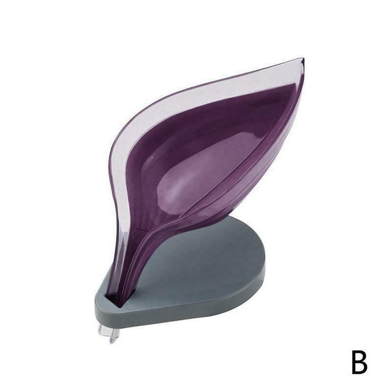 Leaf Shape Soap Box Drain Soap Holder Bathroom Shower Soap Holder Suction Cup Soap Container Plastic Sponge Storage Tray