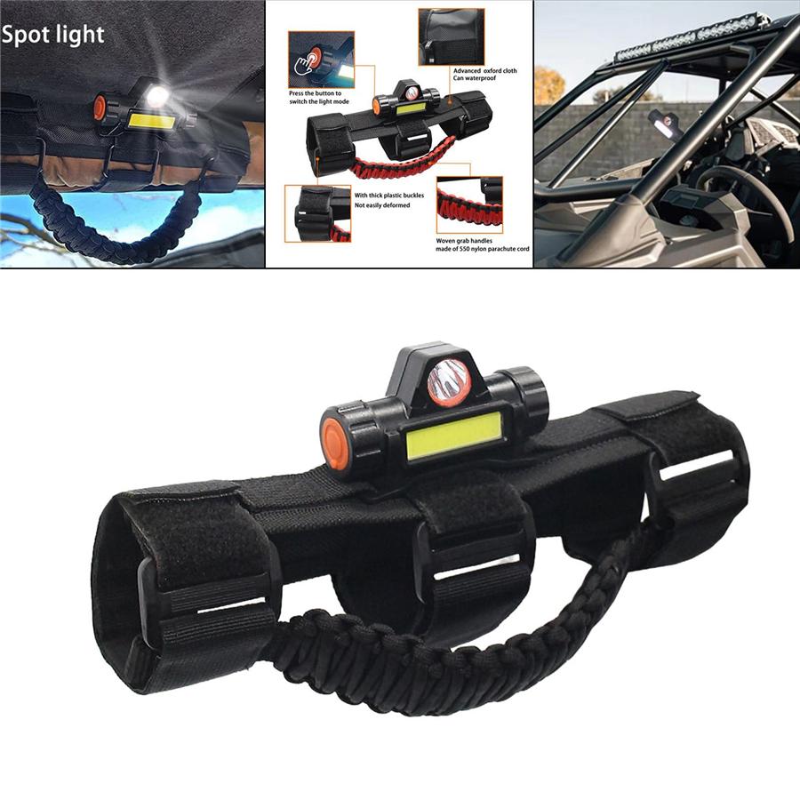 1x Roll Bar Grab Handles with Dome Light For Jeep Wrangler YJ TJ JK JL 1945-2021