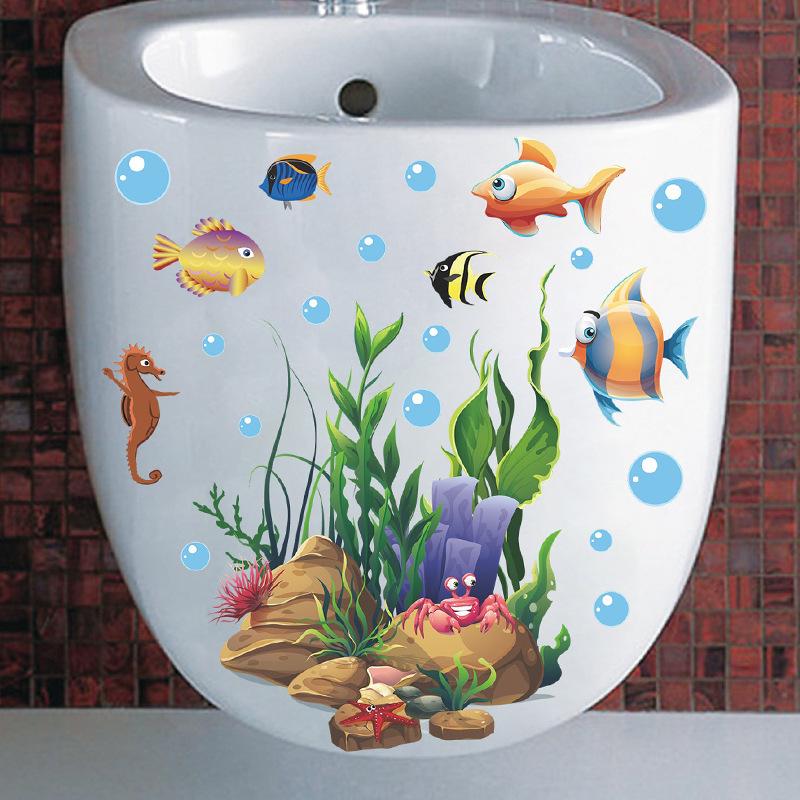 Creative Cartoon Marine Life Self-Adhesive Bathroom Wall Sticker