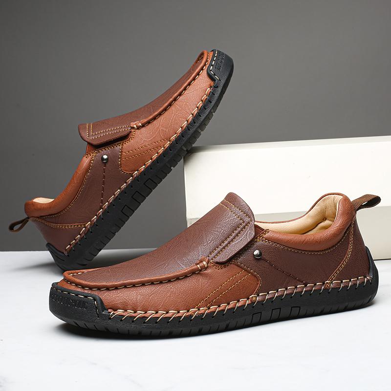 Scarpe casual da uomo in crosta di pelle fatte a mano, comode e traspiranti, mocassini da uomo, scarpe basse da lavoro, scarpe da guida