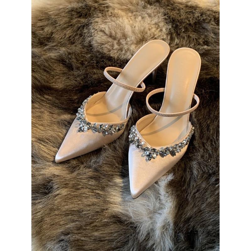 Diamond high heels, stiletto high heels, spring sandals, high heels for women, slippers, pointed toes