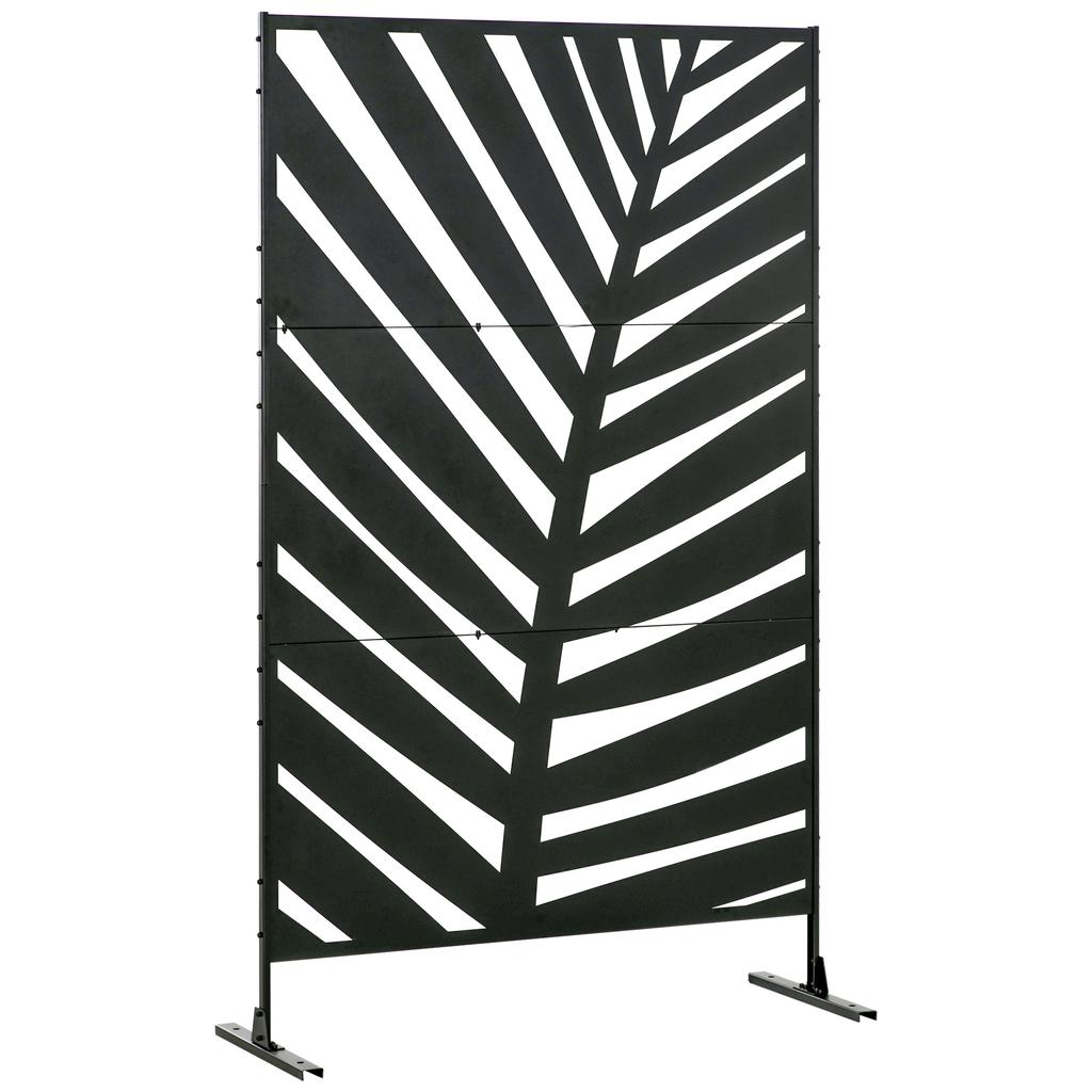 Decorative Privacy Screen with Stand, 6.5FT Freestanding Metal Outdoor Divider