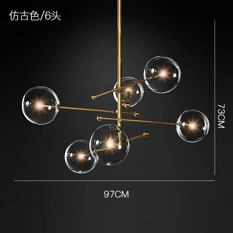 Gold or Black LED Chandeliers Modern Nordic  Clear Glass Ball Chandelier Lighting Living Room Restaurant Bedroom Hanging Lamp