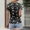 Ladies Slim Bottom T-shirt Fashion Casual   Round Neck Pullover Short Sleeve Top