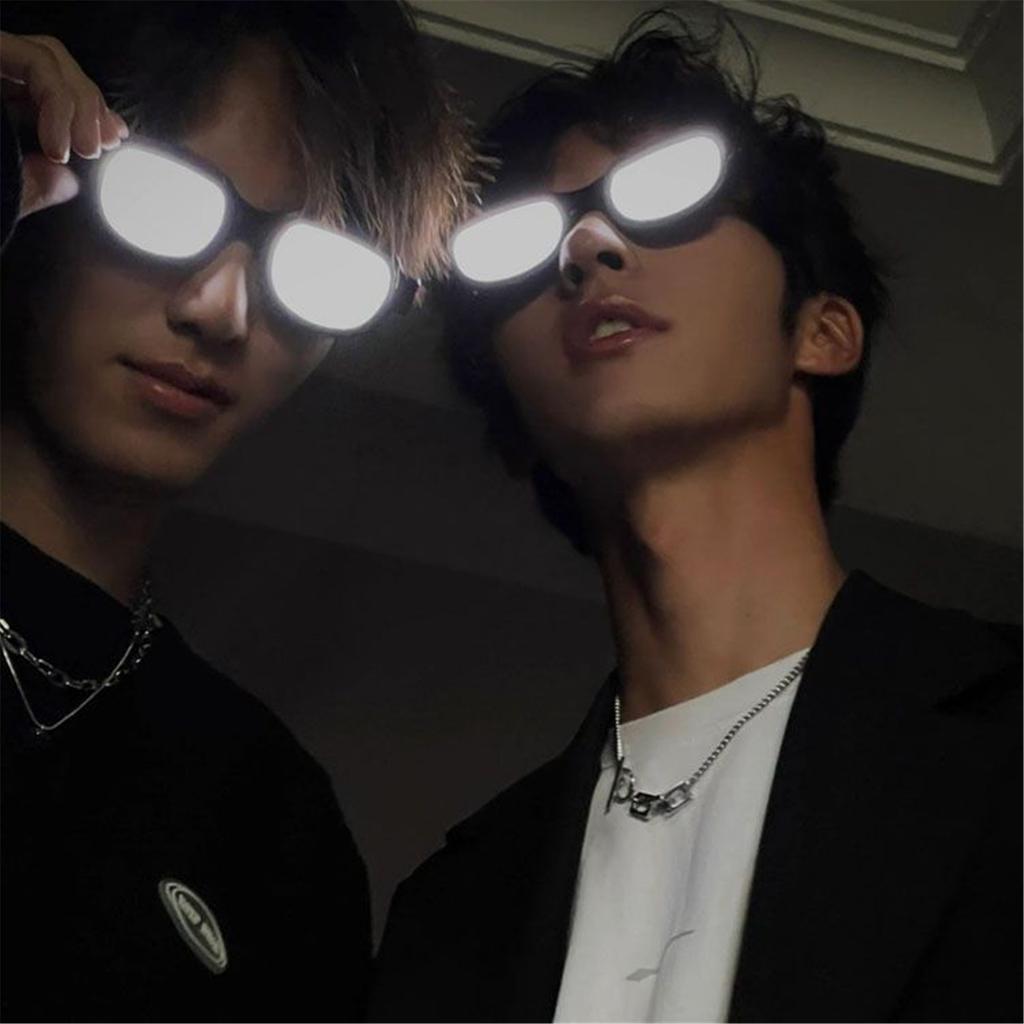 Anime Enthusiasts LED Glasses Carnival Christmas Glasses Photo Props Glowing Light up Eyewear Teens Adult Christmas Gift
