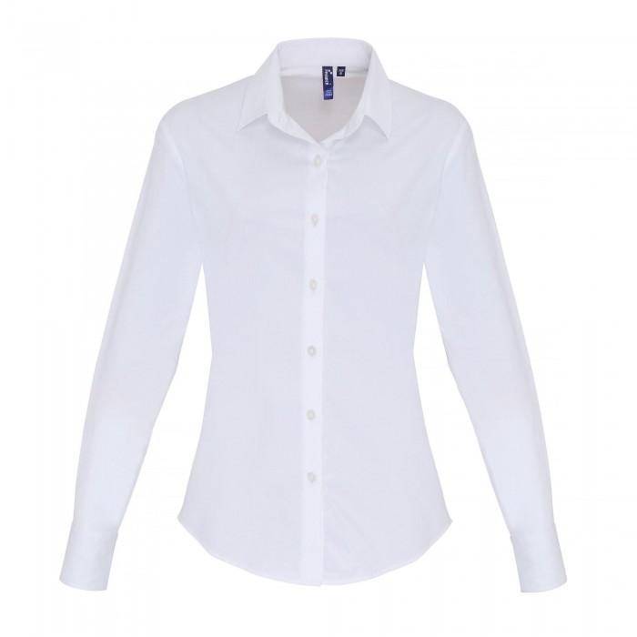 Premier Womens/Ladies Stretch Fit Poplin Long Sleeve Blouse