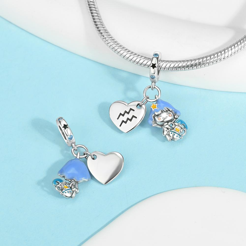 Charms Plata Cute Zodiac Charms Birthday Gifts Copper Plated For Charms Copper Plated Original Bracelet For Jewelry Making