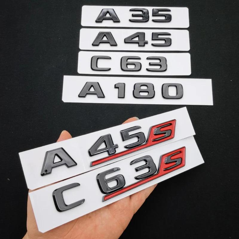 3D ABS Glossy Black A35 A45 C63 A180 S Logo Letters Badge Car Sticker Trunk Emblem For Mercedes Benz AMG W205 W177 W176 C205 AV1